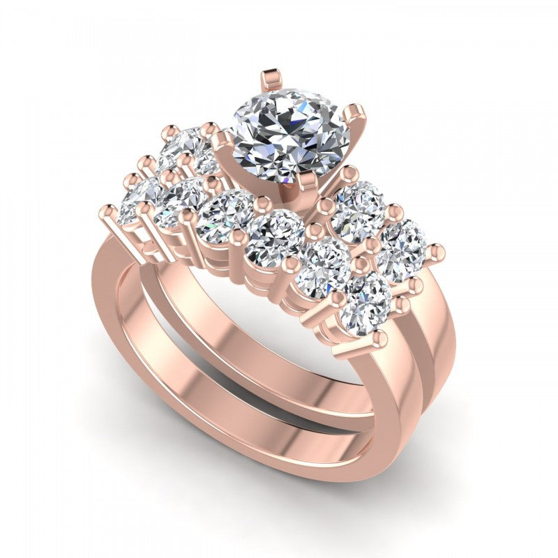 Oval And Round Cut Diamonds Bridal Set in 18KT White Gold