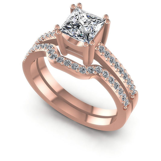 Princess and Round Diamonds 0.60CT Bridal Set in 18KT White Gold