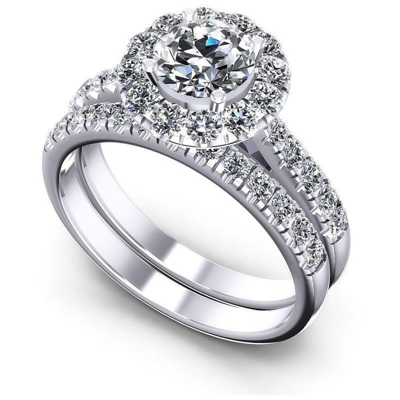 Round Diamonds 1.45CT Bridal Set in 14KT White Gold