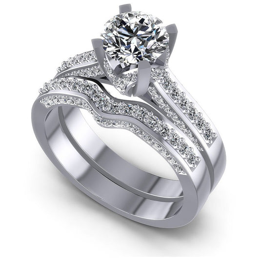 Round Diamonds 1.10CT Bridal Set in 14KT White Gold