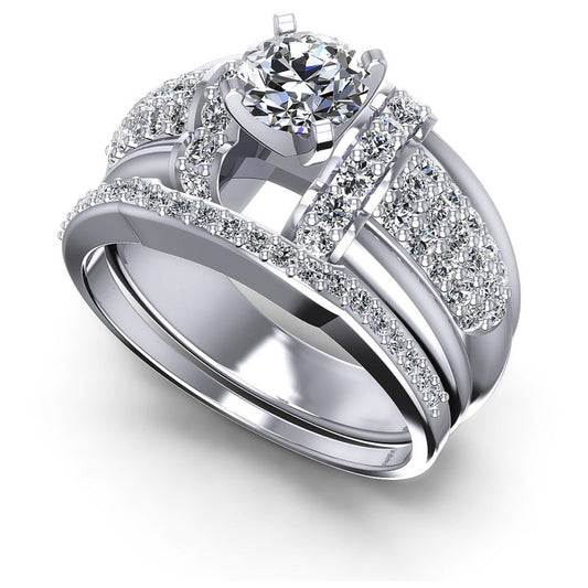 Round Diamonds 1.20CT Bridal Set in 14KT White Gold