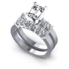 Emerald And Princess Cut Diamonds Bridal Set in 14KT White Gold