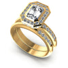 Round And Emerald Cut Diamonds Bridal Set in 14KT White Gold