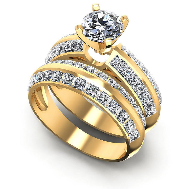 Princess and Round Diamonds 2.40CT Bridal Set in 14KT White Gold