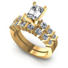 Round And Emerald Cut Diamonds Bridal Set in 14KT White Gold