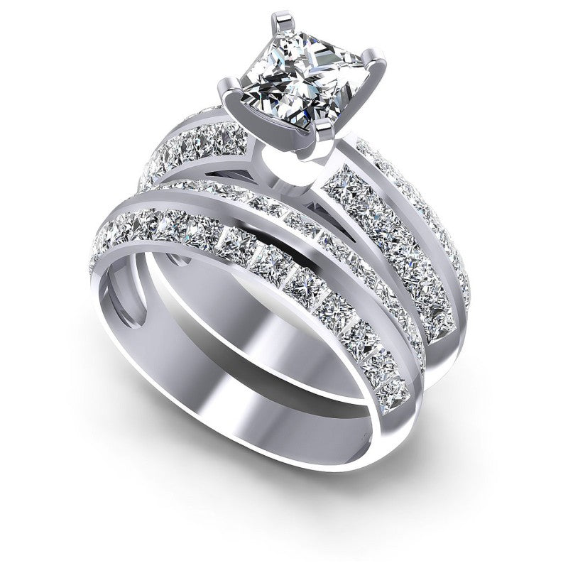 Princess Cut Diamonds Bridal Set in 14KT White Gold