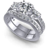 Oval And Round And Princess Cut Diamonds Bridal Set in 14KT White Gold