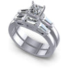 Princess And Baguette Cut Diamonds Bridal Set in 14KT White Gold