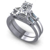 Pear And Baguette Cut Diamonds Bridal Set in 14KT White Gold