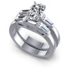 Oval And Baguette Cut Diamonds Bridal Set in 14KT White Gold