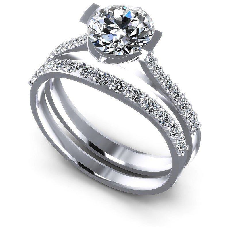 Round Cut Diamonds Bridal Set in 14KT White Gold