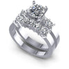 Cushion And Princess Cut Diamonds Bridal Set in 14KT White Gold