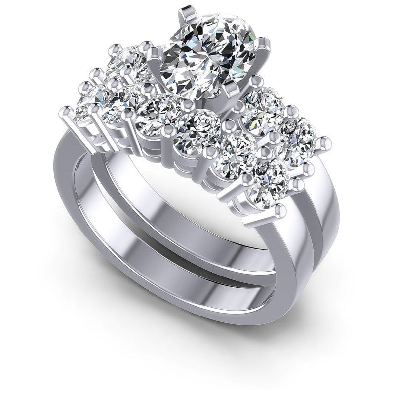 Oval Cut Diamonds Bridal Set in 14KT White Gold
