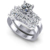 Cushion And Oval Cut Diamonds Bridal Set in 14KT White Gold