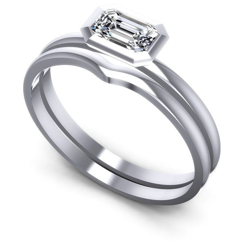 Emerald Cut Diamonds Bridal Set in 14KT White Gold