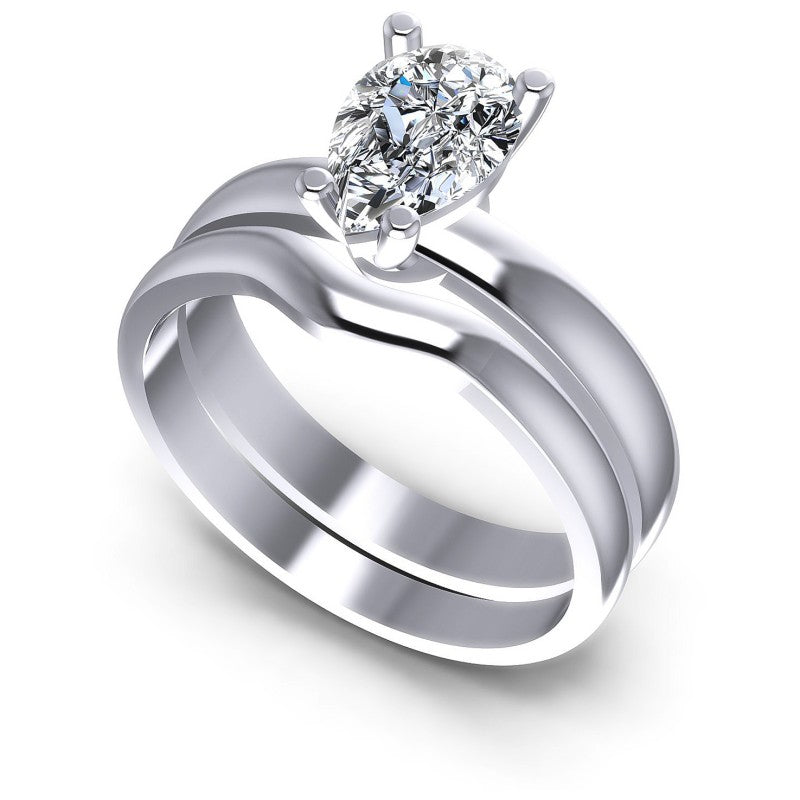 Pear Cut Diamonds Bridal Set in 14KT White Gold