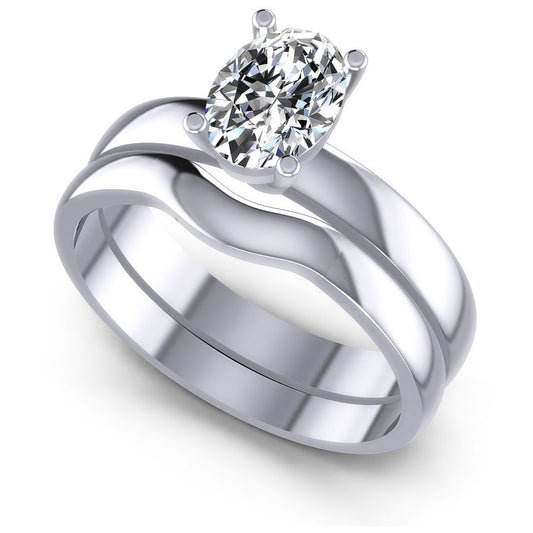 Oval Cut Diamonds Bridal Set in 14KT White Gold