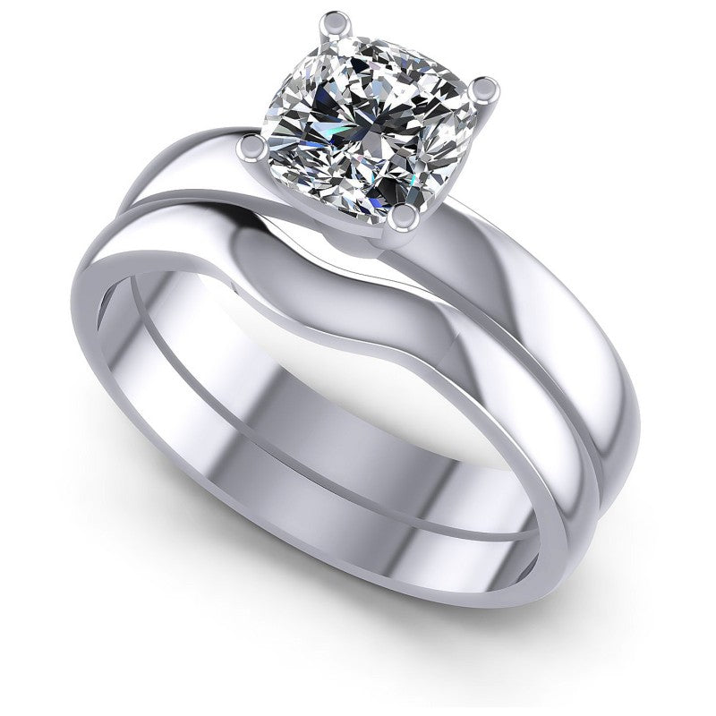 Cushion Cut Diamonds Bridal Set in 14KT White Gold