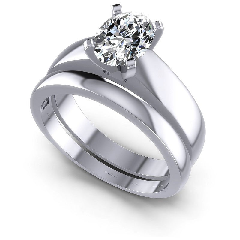 Oval Cut Diamonds Bridal Set in 14KT White Gold