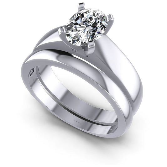 Oval Cut Diamonds Bridal Set in 14KT White Gold