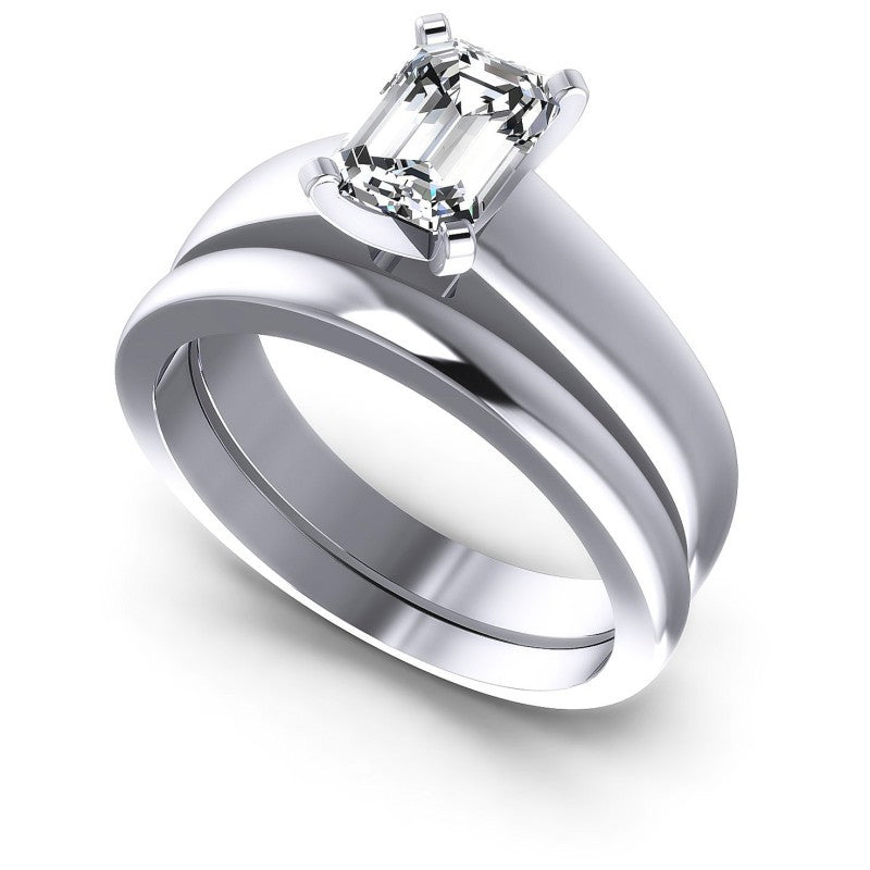 Emerald Cut Diamonds Bridal Set in 14KT White Gold