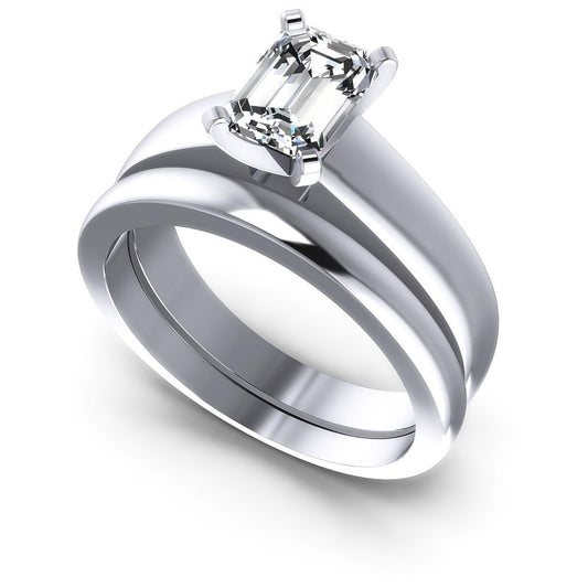 Emerald Cut Diamonds Bridal Set in 14KT White Gold