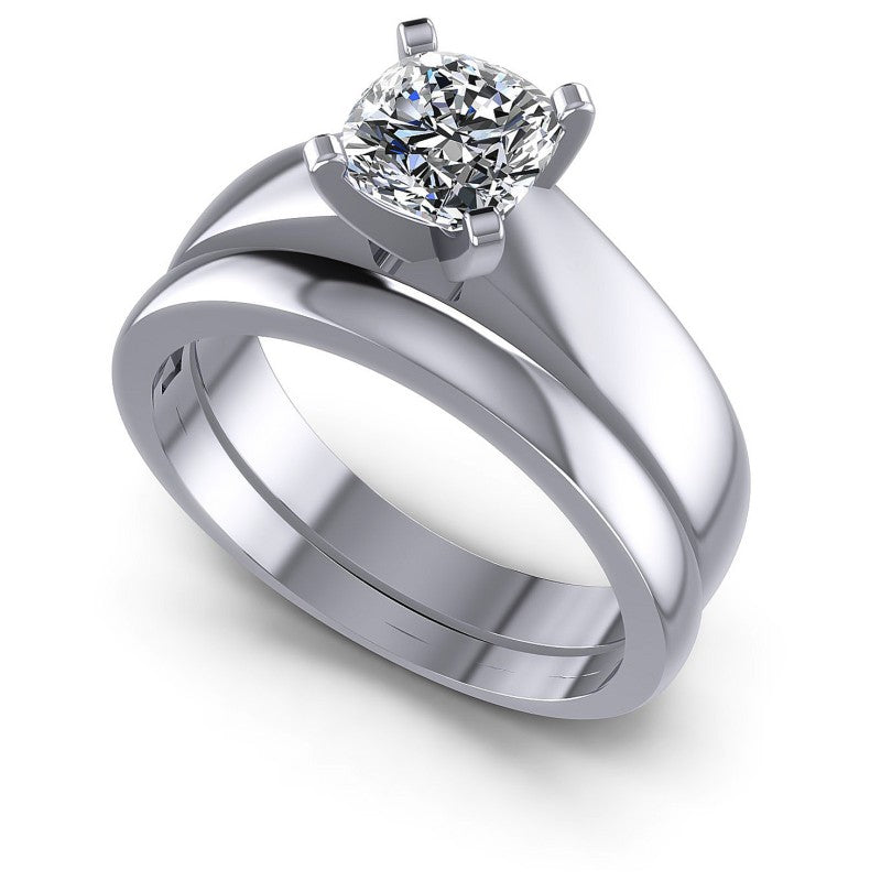 Cushion Cut Diamonds Bridal Set in 14KT White Gold