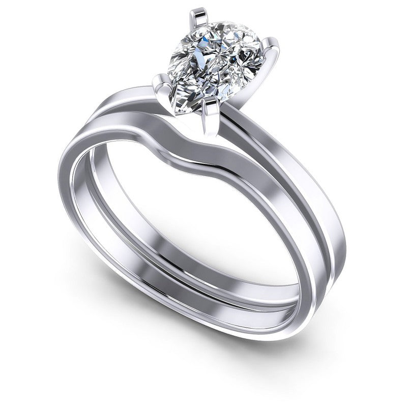 Pear Cut Diamonds Bridal Set in 14KT White Gold