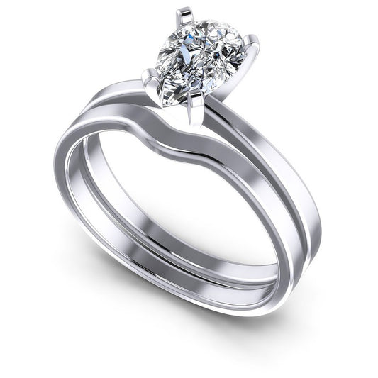Pear Cut Diamonds Bridal Set in 14KT White Gold
