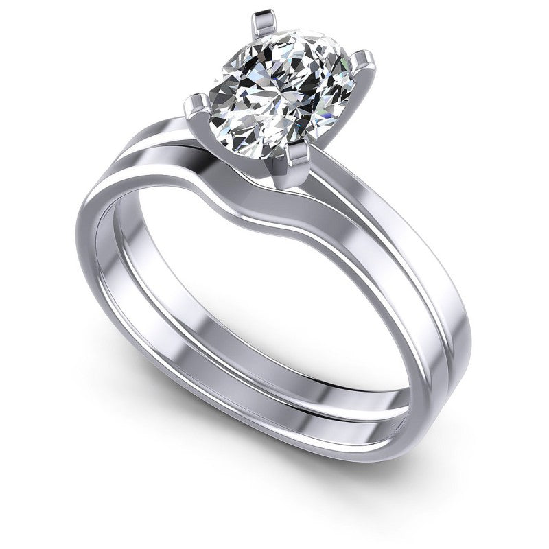 Oval Cut Diamonds Bridal Set in 14KT White Gold