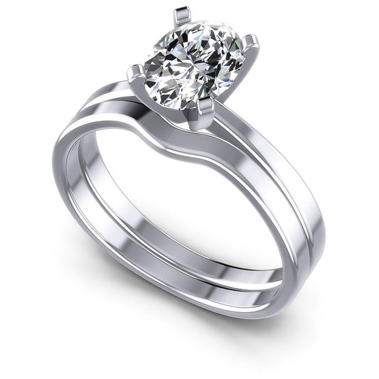 Oval Cut Diamonds Bridal Set in 14KT White Gold