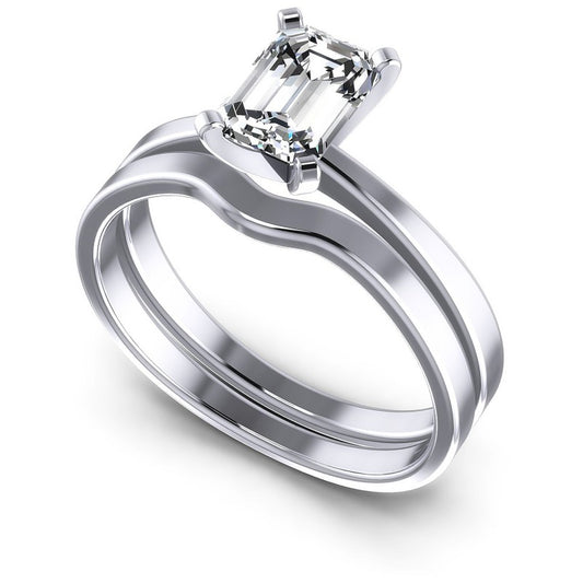 Emerald Cut Diamonds Bridal Set in 14KT White Gold