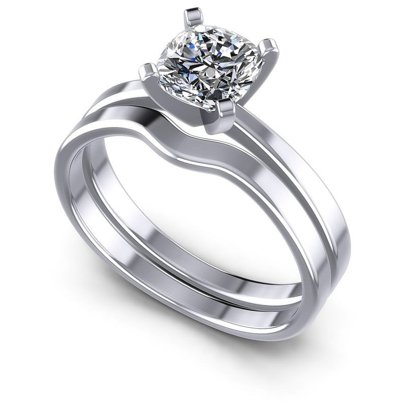Cushion Cut Diamonds Bridal Set in 14KT White Gold