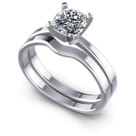 Cushion Cut Diamonds Bridal Set in 14KT White Gold