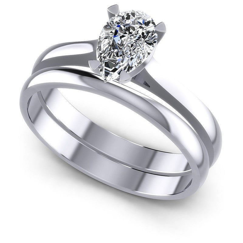 Pear Cut Diamonds Bridal Set in 14KT White Gold