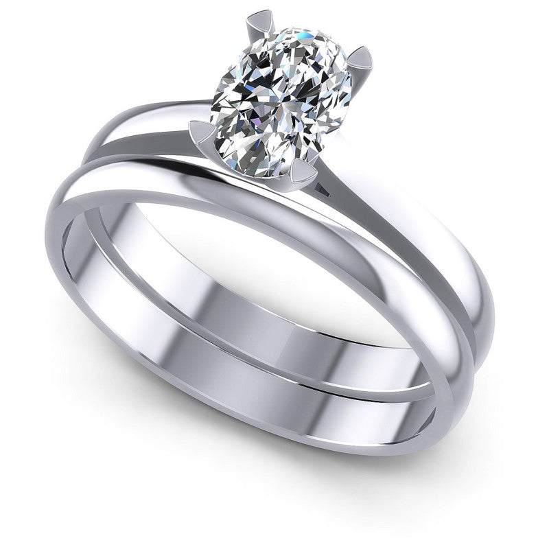 Oval Cut Diamonds Bridal Set in 14KT White Gold