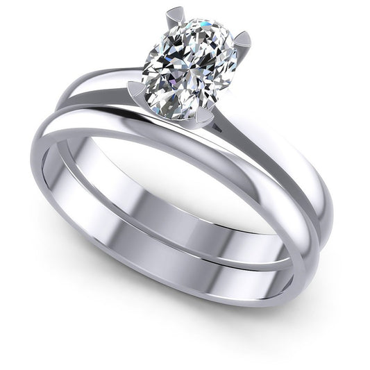 Oval Cut Diamonds Bridal Set in 14KT White Gold