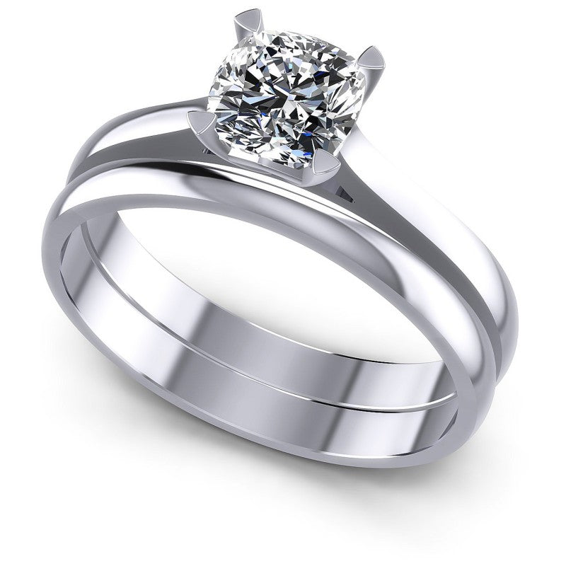 Cushion Cut Diamonds Bridal Set in 14KT White Gold