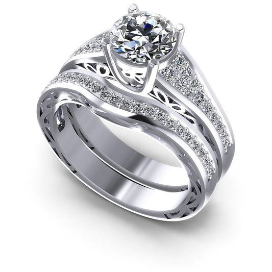 Round Cut Diamonds Bridal Set in 14KT White Gold