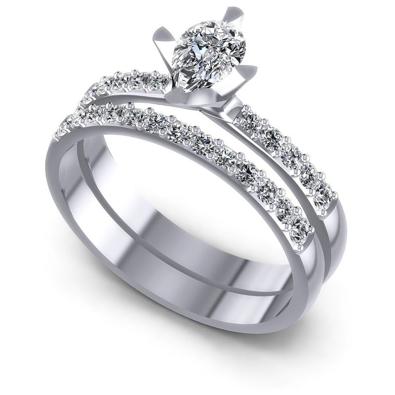 Princess And Round Cut Diamonds Bridal Set in 14KT White Gold