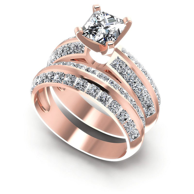 Princess Cut Diamonds Bridal Set in 18KT White Gold