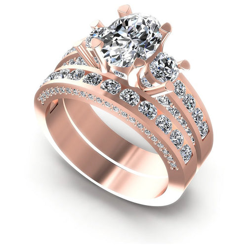 Round And Oval Cut Diamonds Bridal Set in 18KT White Gold