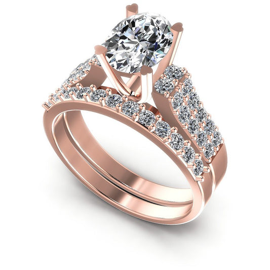 Round And Oval Cut Diamonds Bridal Set in 18KT White Gold