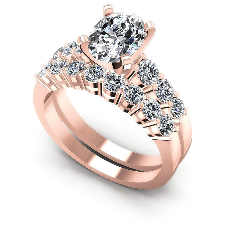 Round And Oval Cut Diamonds Bridal Set in 18KT White Gold