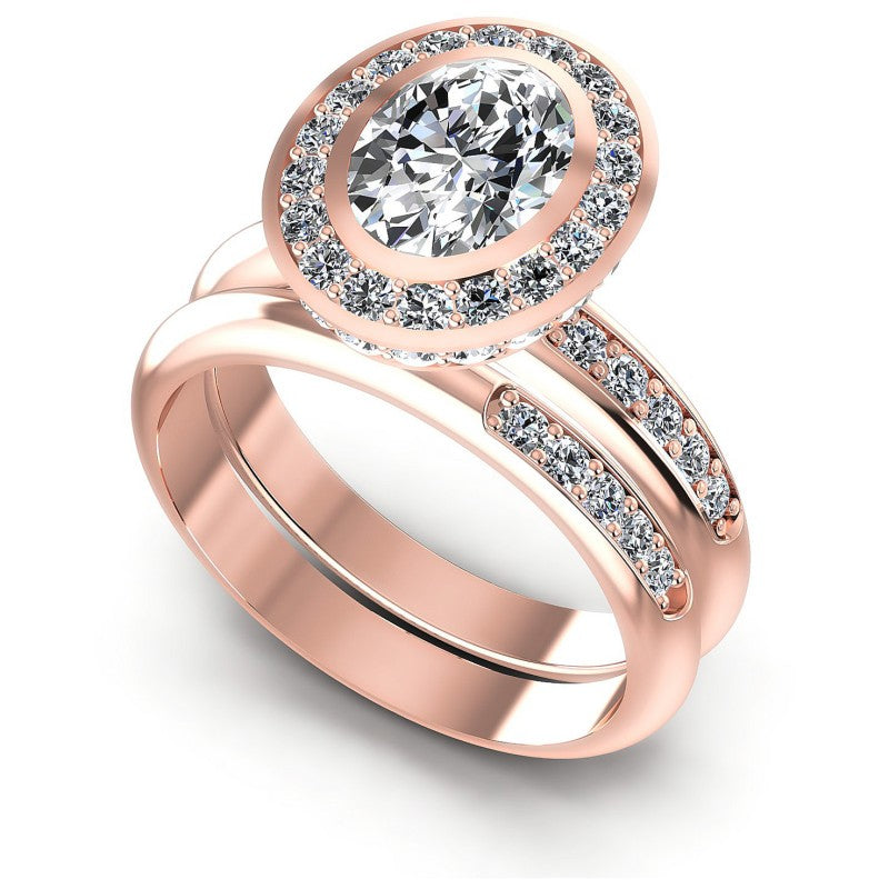 Round And Oval Cut Diamonds Bridal Set in 18KT White Gold
