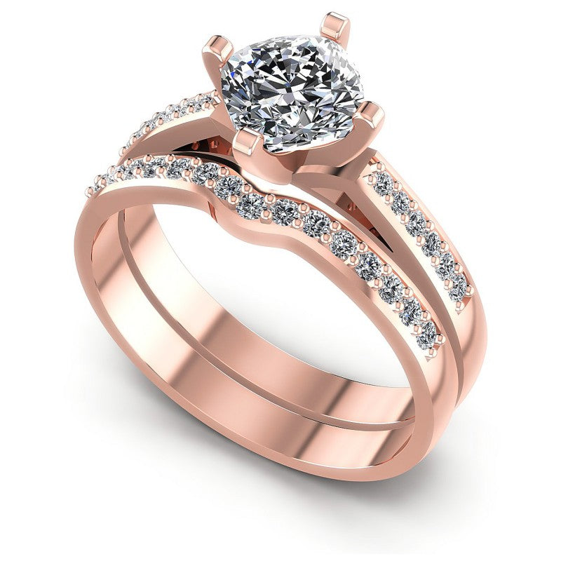 Round And Cushion Cut Diamonds Bridal Set in 18KT White Gold