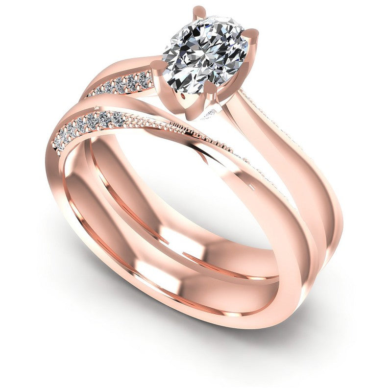 Round And Oval Cut Diamonds Bridal Set in 18KT White Gold