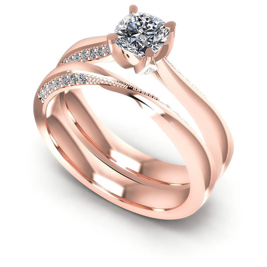 Round And Cushion Cut Diamonds Bridal Set in 18KT White Gold
