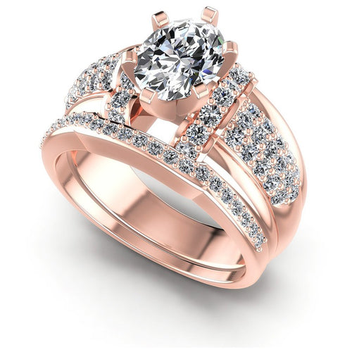 Round And Oval Cut Diamonds Bridal Set in 18KT White Gold