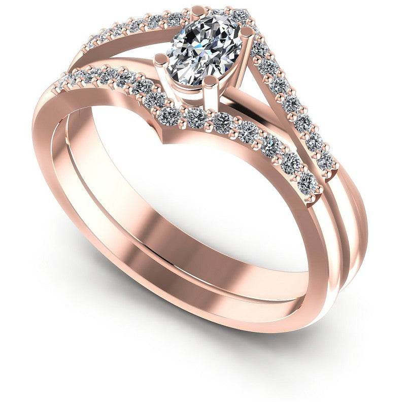 Round And Oval Cut Diamonds Bridal Set in 18KT White Gold